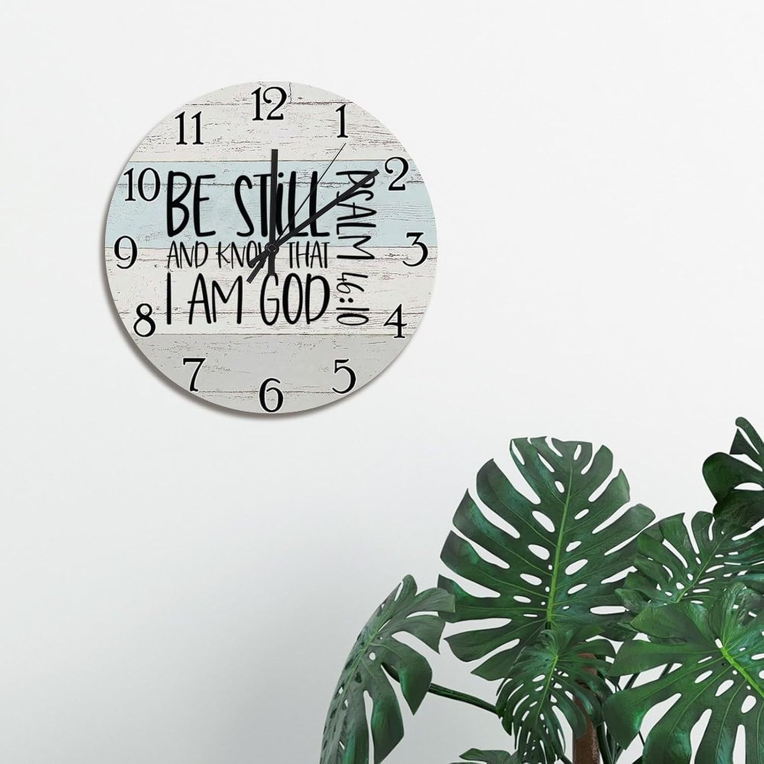 Be Still and Know That I Am God Wall Clock Jesus Quote Wooden Wall Clocks Battery Operated 15 Inch Farmhouse Christian Quote Art Modern Wall Decor for Home Kitchen Office School