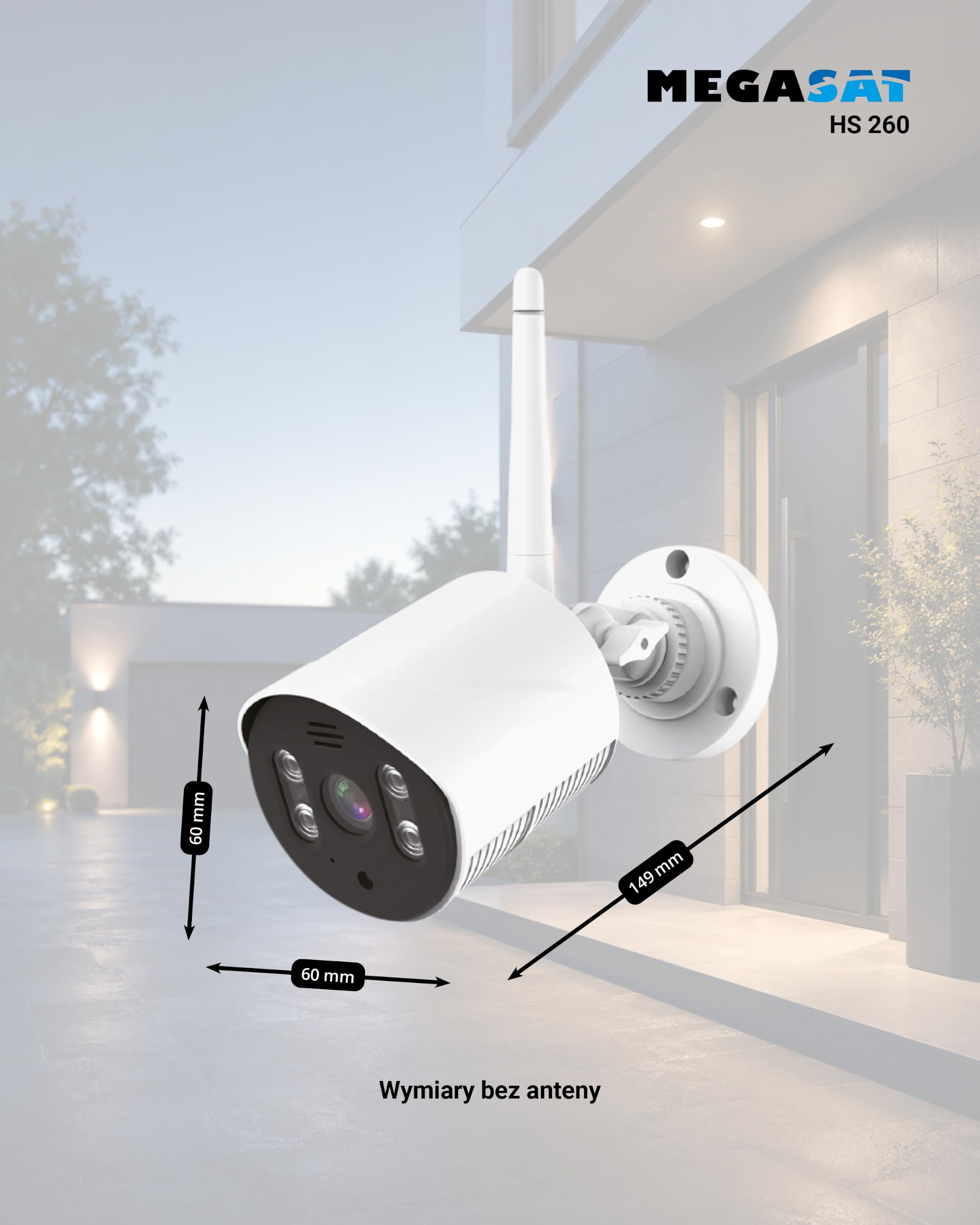 Megasat System monitoringu HS 260 – kamera i monitor do monitoringu (nagrywanie na karcie SD lub dysku twardym, zasięg radiowy do 300 m, monitor 10,1″)