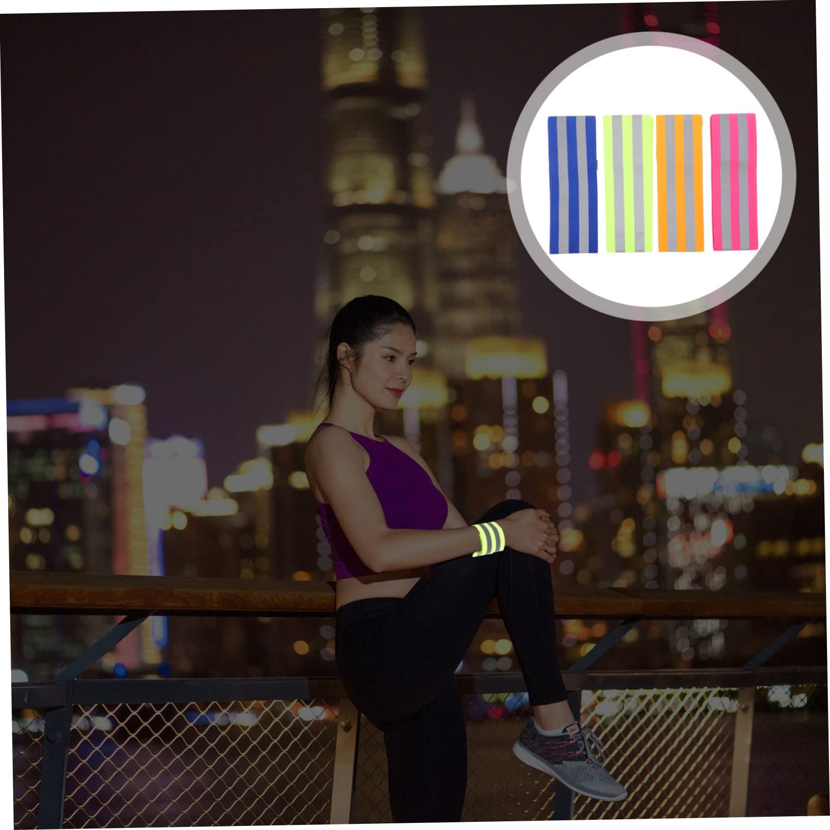 ULTECHNOVO 12pares Brazaletes Reflectantes De Alta Visibilidad para Correr Ciclismo De Verde Naranja Azul Rosa Equipamiento Seguro para Actividades Nocturnas