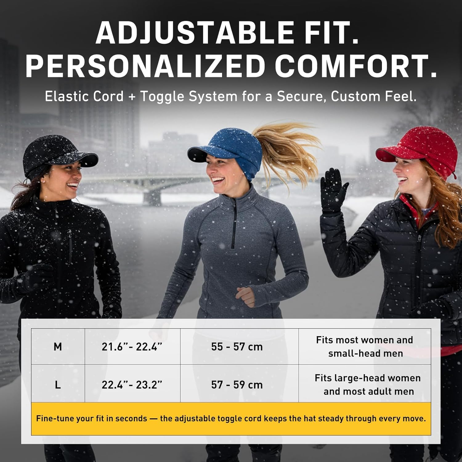 TOP-EX Waterproof Safety Reflective Ponytail Baseball Cap with Ear Flaps Lining for Women Running Outdoor Snow M/L - Image 6