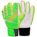 Jalunth Goalkeeper Goalie Soccer Gloves Kids Youth Goal Keeper Field Player Glove Boys Girls Ages 4-6 Years Old Anti-Slip Latex Palm Soft Pu Hand Back Size 5 Green White
