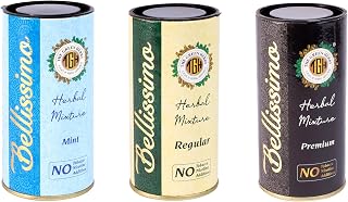 Bellissimo Herbal Smoke Mixture, Tobacco & Nicotine Free Smoking Blend, Tobacco Alternatives to Quit Smoking, Regular, Mint, Premium Flavor, Roll Your Own Smoke Dhoompan, 3 Packs, 90gm