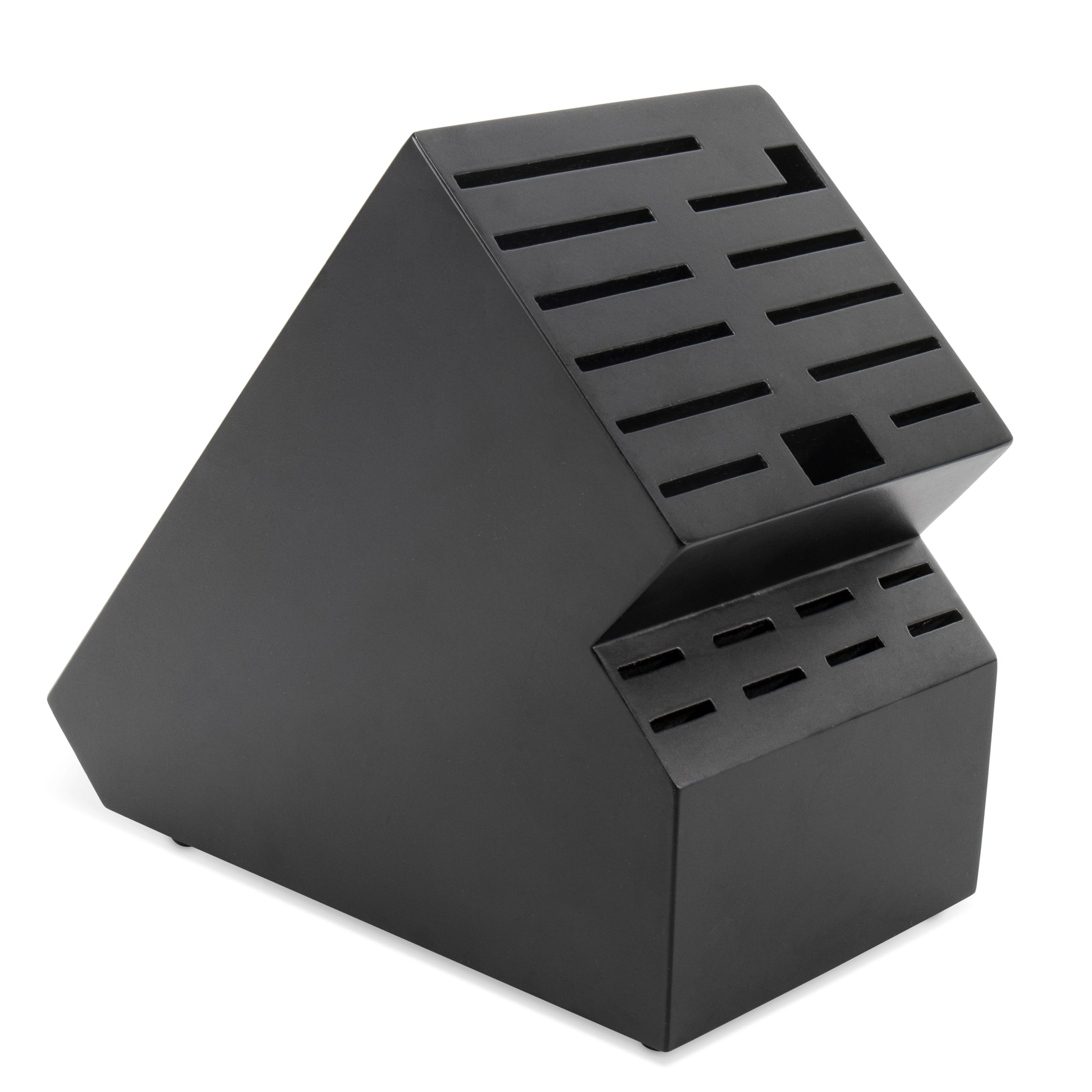 Photo 1 of 20 Slot Knife Block Storage without Knives,Acacia Wood Universal Knife Holder for Kitchen Countertop,Large Butcher Block Organizer,Easy Kitchen Knife Storage (Black)