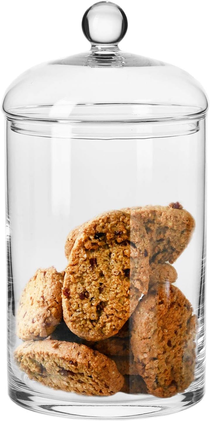 Krosno Large Candy Jar Cookie Jar Glass Container with Lid | 2.7 L | 310 mm high, Ø 150 mm | Glamour Collection | For Home, Restaurants & Parties | Lead-Free Crystal Glass
