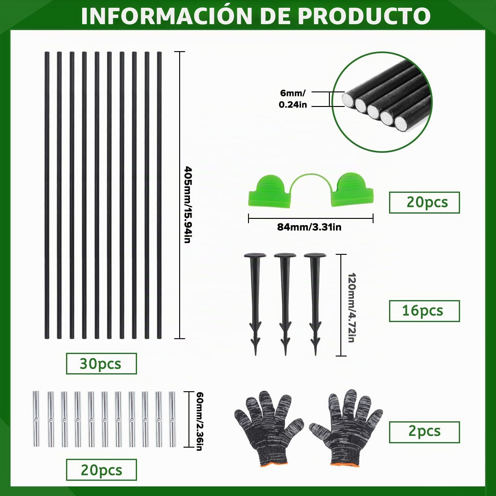 Raxfekro 30 piezas de arcos para túnel de invernadero, arcos de túnel de película para maceta elevada, soportes de túnel de jardín, anillos abovedados de túnel de plantación para proteger contra