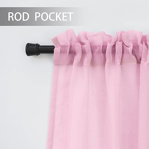 Miniatura 10 de Cortinas traslúcidas beige de 80 pulgadas de largo para sala de estar, cocina, comedor, sótano, 2 paneles de gasa transparente para dormitorio,