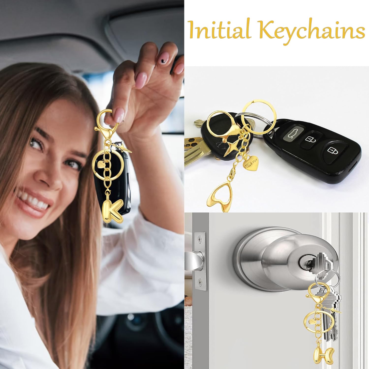 Gold Letter Keychain for Women, Initial Pendant Bag Charms for Handbags, Purse, Personalized Bubble Keychians Gift - Image 7