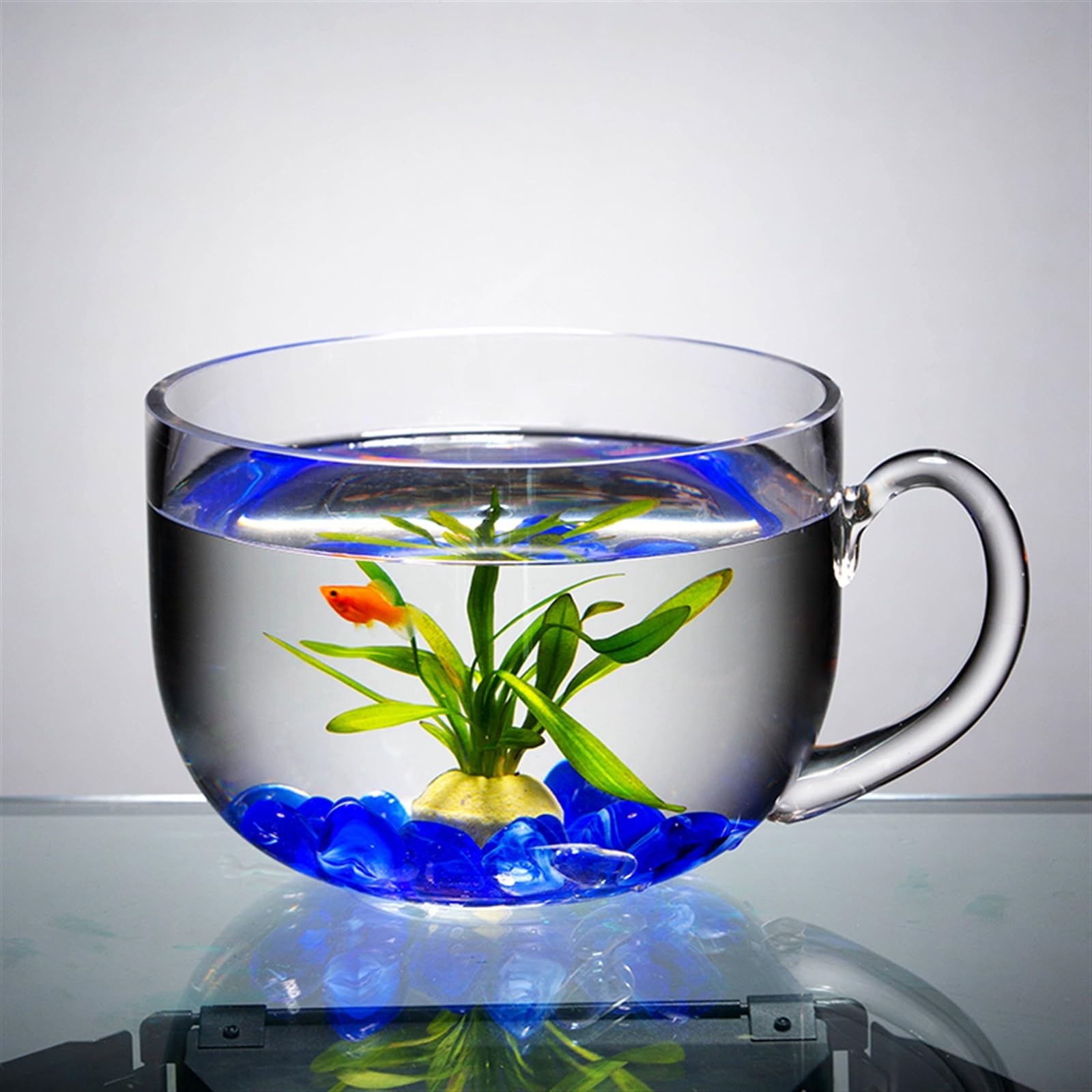 Acuario Tanque de Peces, Acuario de Escritorio, Forma de Cuenco Creativo, pecera Dorada, Sala de Estar, pequeños Tanques de Peces de Vidrio Salón