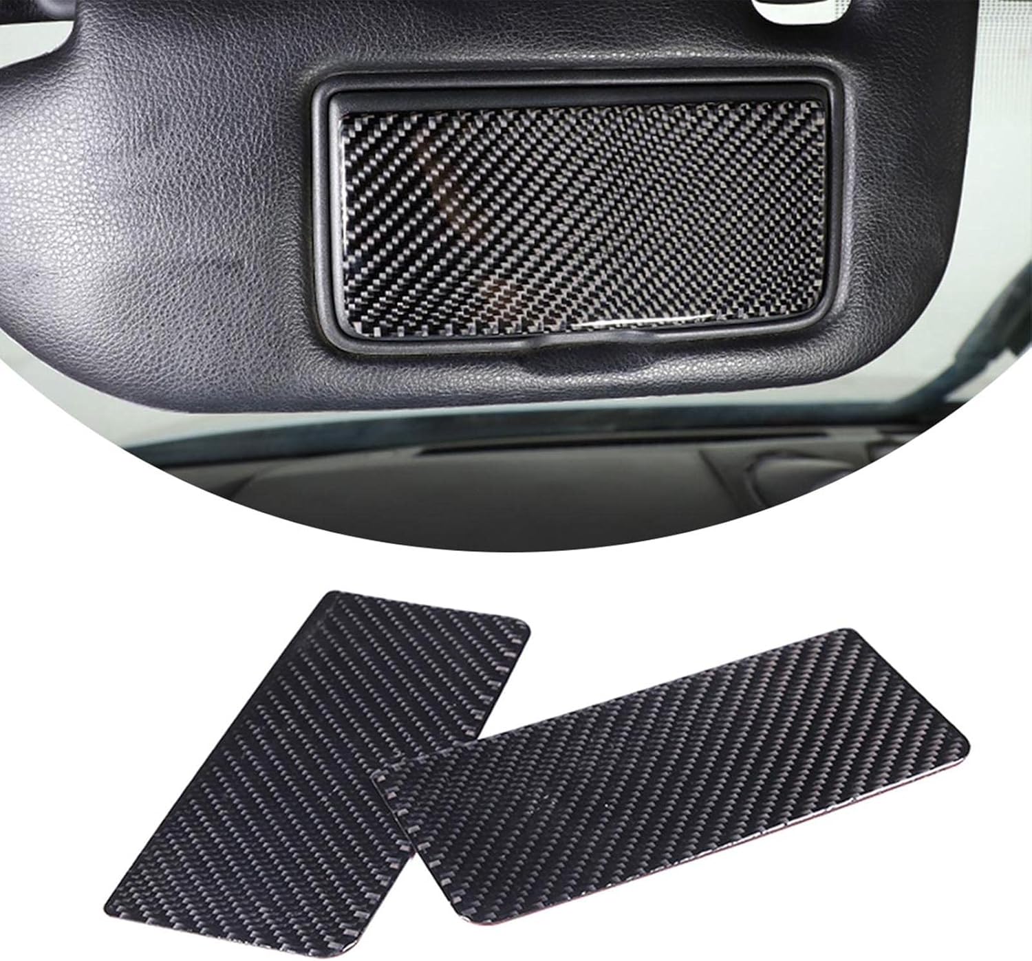 Soft Black Carbon Fiber 3D Sticker Car Interior Sun Visor Trim Panel Sticker,for Nissan 350Z 2003 2004 2005 2006,Inner Cosmetic Mirror Decorative Panel Molding Sticker Accessories (Black Carbon Fiber)