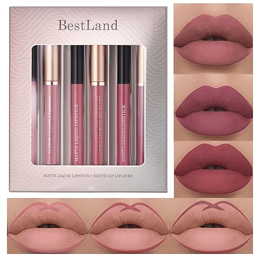 Vista 19 de BestLand Juego de 6 lápices labiales líquidos mate y delineador de labios, copa antiadherente, no se decolora, impermeable, 24 horas, brillo de set d