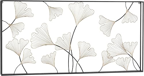 Miniatura 4 de Deco 79 Decoración de pared floral de metal, 48 x 3 x 24 pulgadas, dorado
