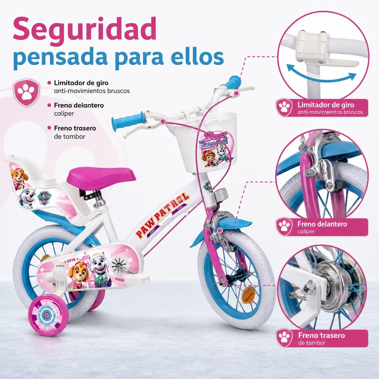 TOIMSA Bicicletta 12" Paw Patrol Skye e Everest