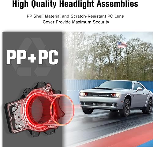 Miniatura 3 de LitMiRaCle Dodge Challenger - Bombillas para faros delanteros, conjunto de faros LED compatible con Dodge Challenger 2015-2020, Plug and Play, luces