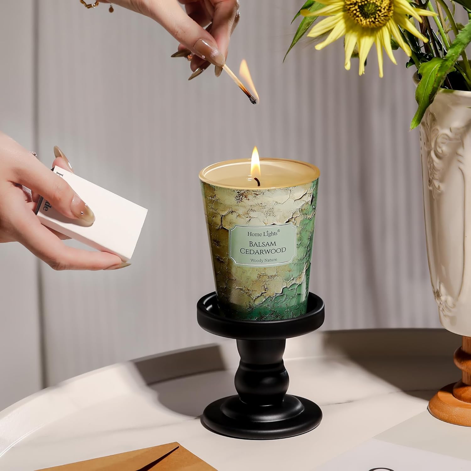 HomeLights Balsam Cedarwood Scented Candles | 6.7oz Soy Candles Industrial Chic Large Candle Jars | Ideal Candle Gifts for Events, Home Decor Stress, Relief & Relaxation - Image 6