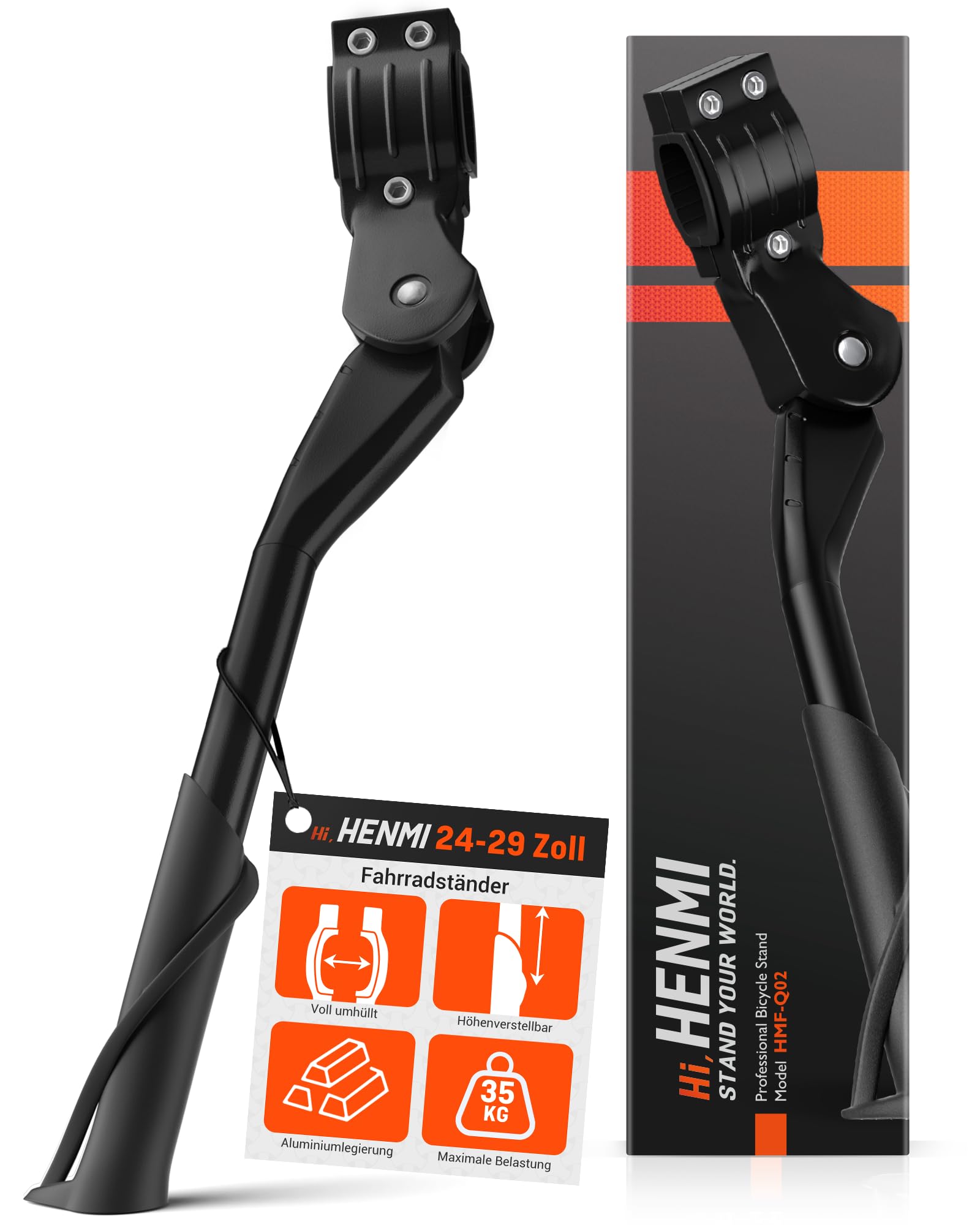 Béquille Vélo Réglable Béquille Vélo HENMI Réglable 24-29 Pouces - Support Latéral Stable VTT Et Ville Accessoires Velo