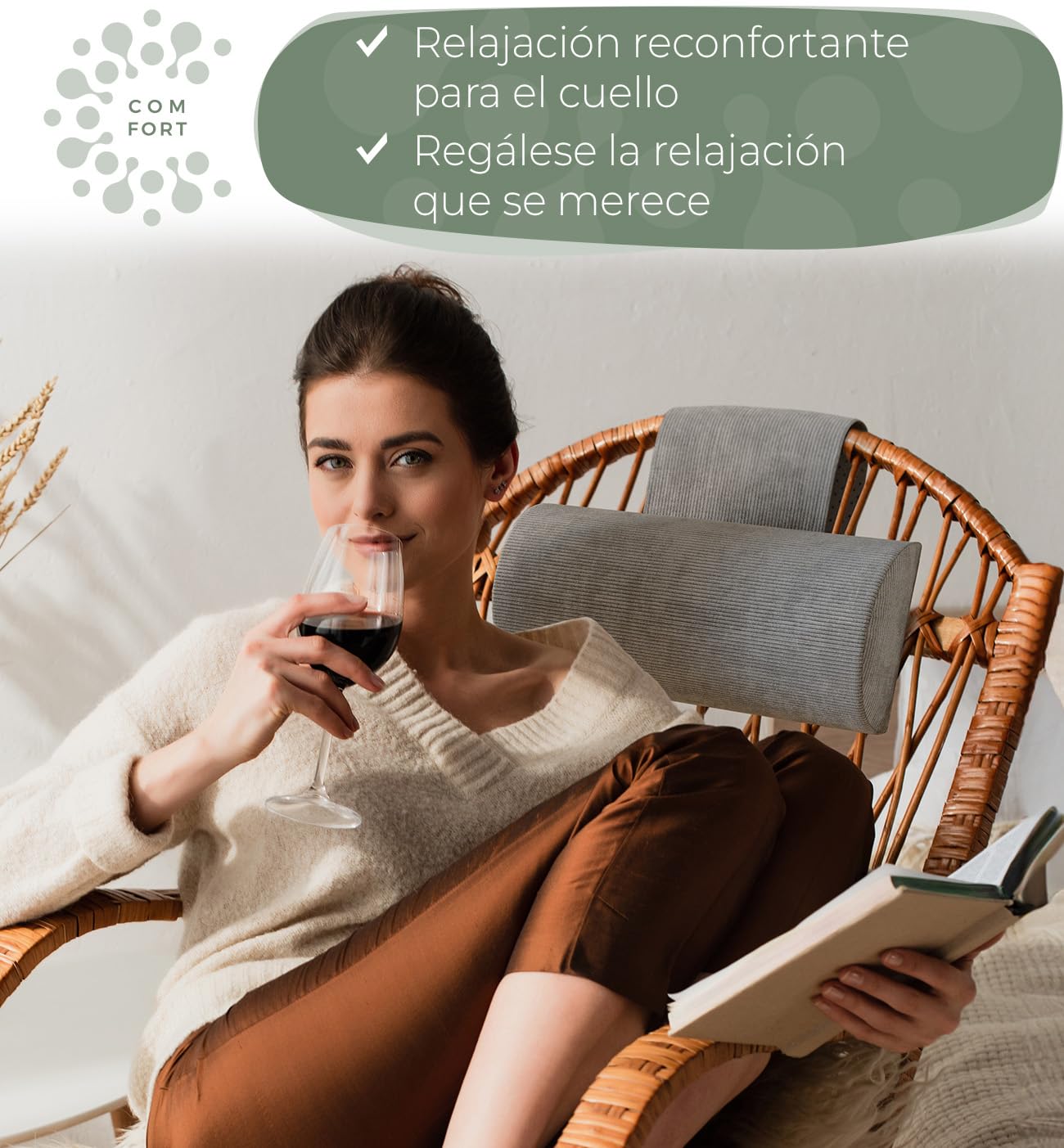 Reposacabezas cojin con contrapeso (100% Espuma viscoelástica) - Almohada Cervical, Cojines para sillas, Sofa, Lectura, Neck Pillow, Cuello, reposacabezas Coche