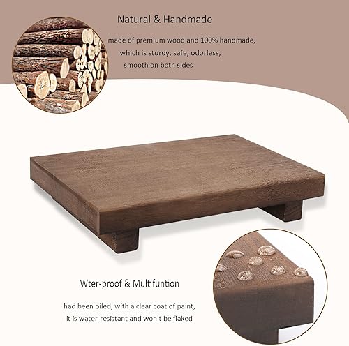 Vista 82 de zoocatia Bandeja de madera pequeña, soporte de pedestal para decoración de baño, decoración de baño, elevador de madera decorativo para cocina