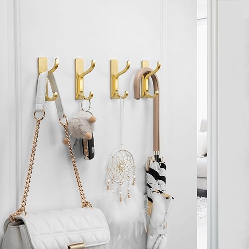 Miniatura 7 de niffgaff Ganchos de pared para abrigo y toalla colgador adhesivo de puerta de 13 libras, gancho adhesivo para pared, armario, baño, acero