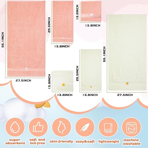 Miniatura 4 de VitalCozy Juego de 6 toallas de baño para niños, 100% algodón, suave, absorbente, incluye 2 toallas de baño, 2 toallas de mano, 2 paños para niños y