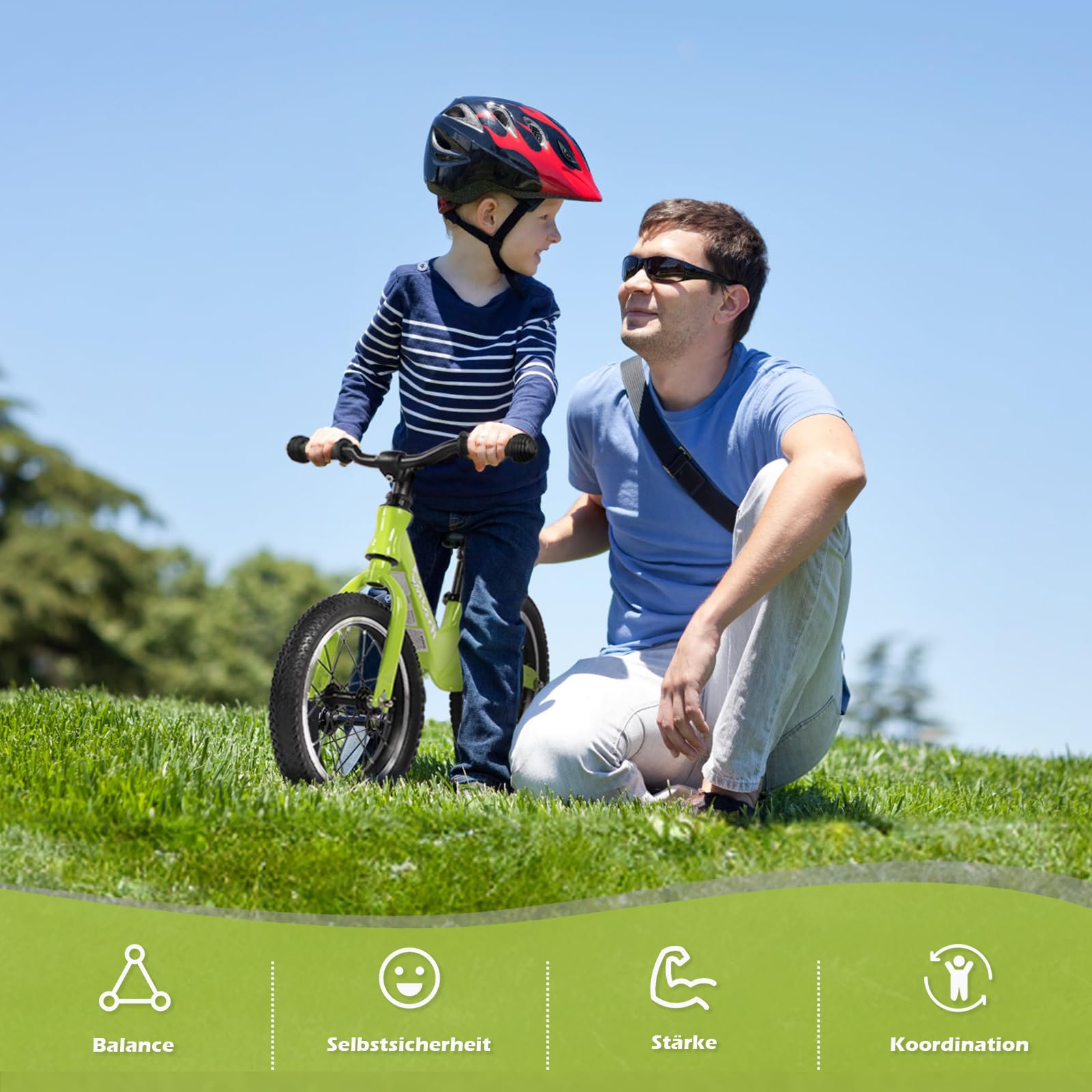 Hello-5ive Bicicletta senza pedali per bambini da 3,4,5,6 cm, con pneumatici ad aria con telaio in lega di magnesio, leggera senza pedale, bicicletta da allenamento per bambini da 35,6 cm