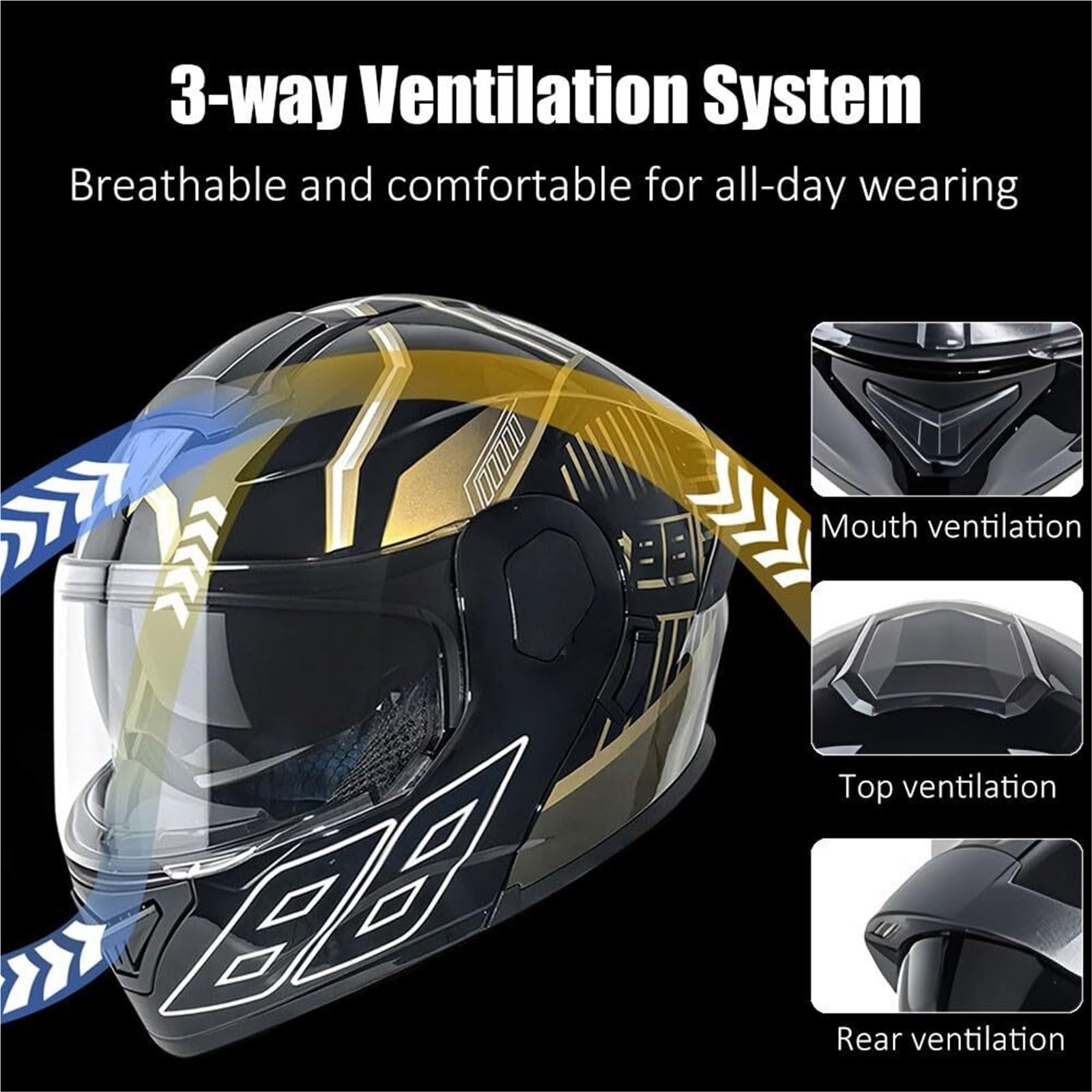 Casco da moto flip-up Bluetooth dal design modulare, integrale con doppia visiera, microfono antirumore, certificato ECE, fodera traspirante e confortevole, ideale for scooter, cruiser e moto da turis