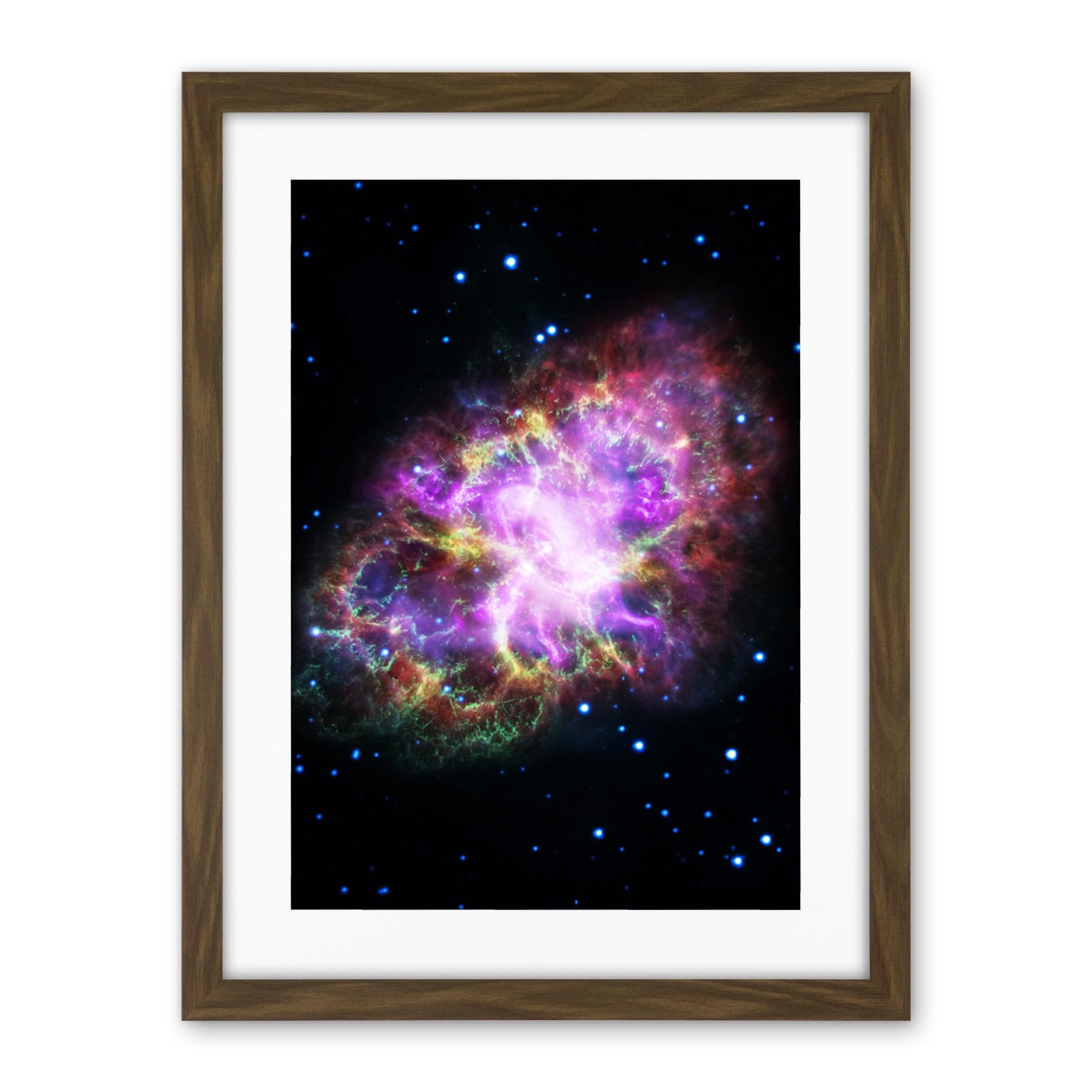 Artery8 Hubble Space Telescope Image Multiwavelength Crab Nebula Detailed Composite From VLA Spitzer Hubble XMM-Newton And Chandra X-Ray Observatory Artwork Framed Wall Art Print 18X24 Inch