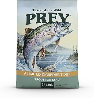 Taste of the Wild PREY Real Meat High Protein Trout Limited Ingredient Dry Dog Food Grain-Free Recipe Made with Real Spring-Fed Trout, and Includes Probiotics for All Life Stages 25 lb