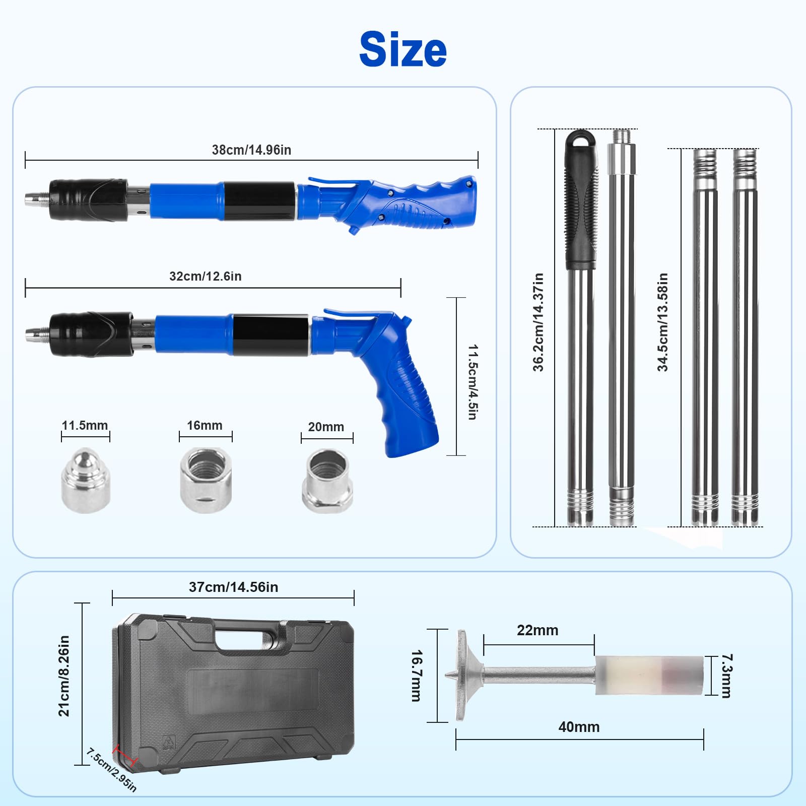 Pistola Manuale Sparachiodi Kit,Chiodi Regolabile 5 Velocità Pistola sparachiodi,con 120 pezzi per Unghie Rotonde,Strumento Per Inchiodare, Spazzola Per la Pulizia