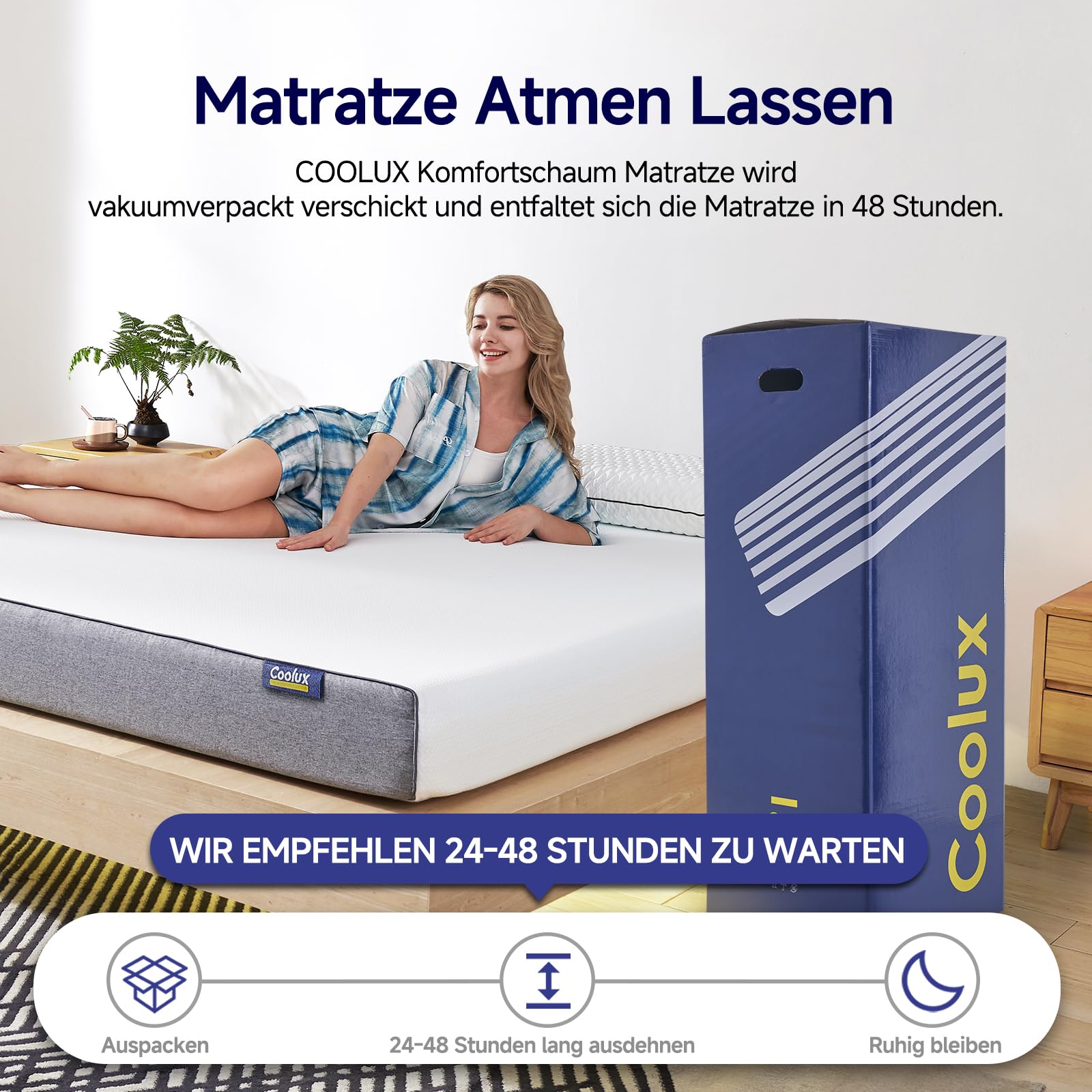 Matratze 90x200 H2 16cm Höhe Kaltschaum Rollmatratze Öko-Tex | Orthopädische Ergonomische Kaltschaummatratze für Kinder, Jugend & Erwachsene Hypoallergen Antibakteriell Waschbarer Bezug