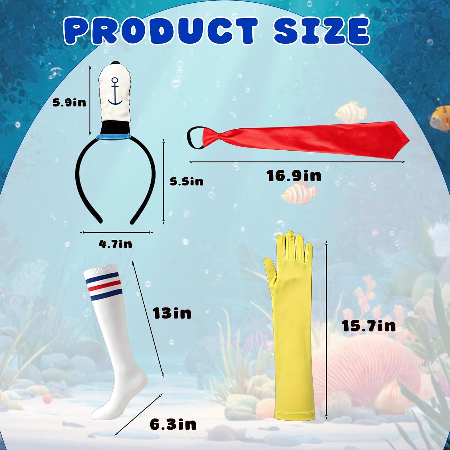 4Pcs Halloween Sailor Plankton Costume Set Sea Cartoon Character Accessorie