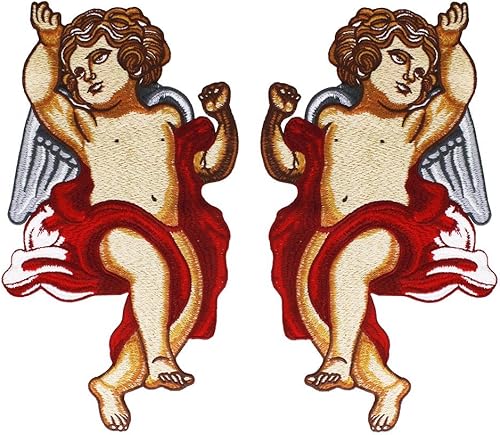 Espejo grande de moda bordado ángel parches motivo insignia apliques coser ropa decorada costura 1 par