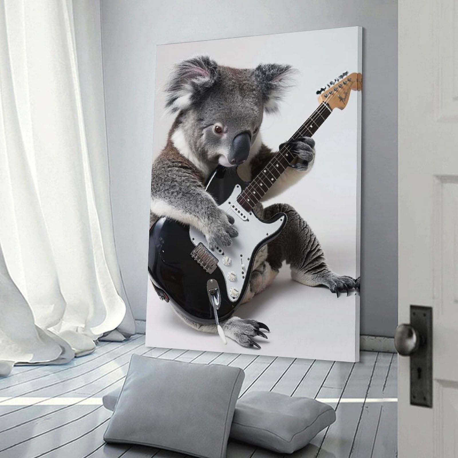 Junmoney Koala Guitar Room Decor Wall Art, 20x30inch(50x75cm), for Office, Study Or Home Workspace, A Smart Decor Choice for Study Walls