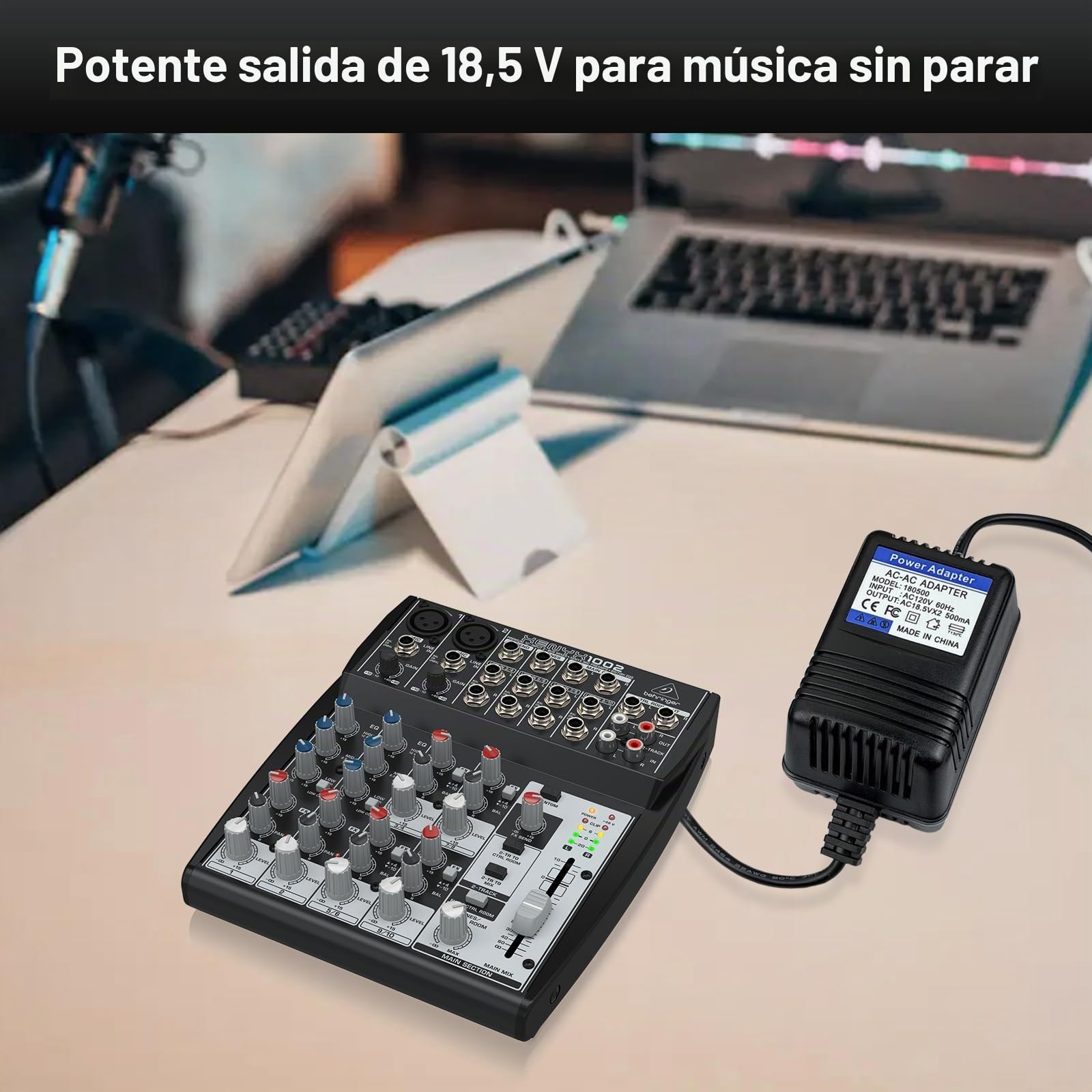 Adaptador de Corriente de CA de Repuesto - Fuente de alimentación de 18.5 V, para Behringer Xenyx (502,802,1002), UB1002, Q502USB, QX1202USB, Q1002USB, PSV3UL, MXVL3, MX602A, mezcladores
