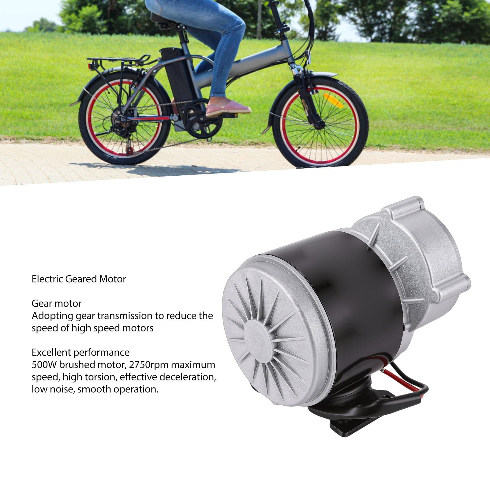 Alomejor Motore di riduzione della velocità elettrico, in lega di alluminio, potenza 500 W, motore 12 V CC per biciclette e moto fuoristrada