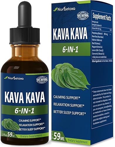 Gotas de extracto de raíz de kava kava para apoyo calmante y relajación, suplemento de tintura de mezcla de hierbas naturales para un mejor apoyo al