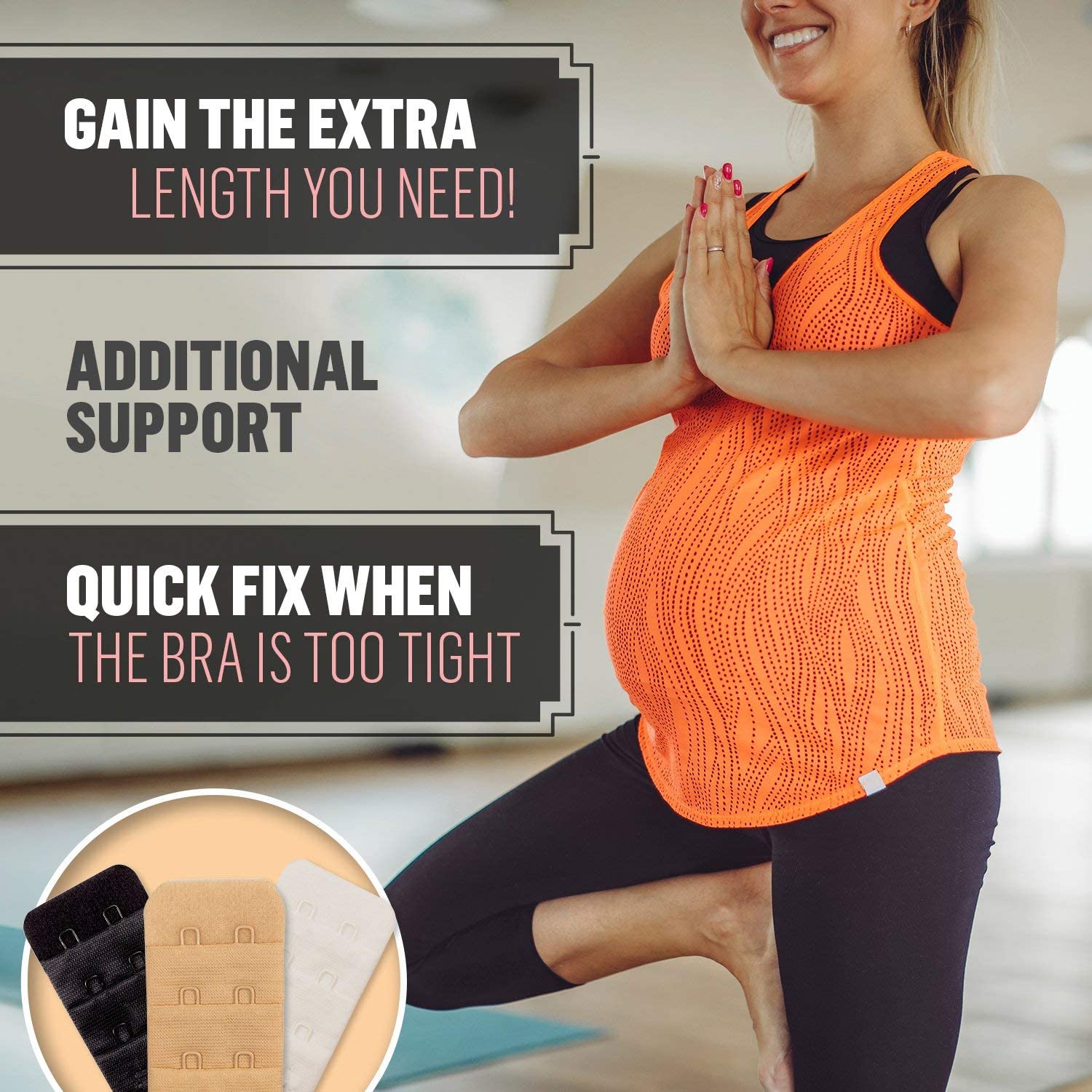 Wooger Women Bra Hook Extender -3 Hook - 3 Eye With Extra Elastic hook expender band for women combo (Black, pack of 6) - Image 7 thumbnail