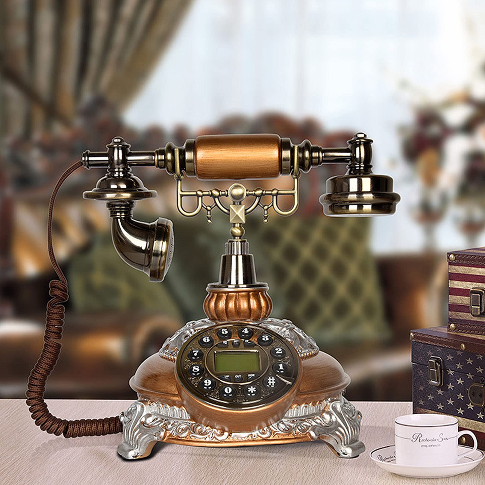 Téléphone fixe vintage pour décoration de café, hôtel et bar au style rétro authentique