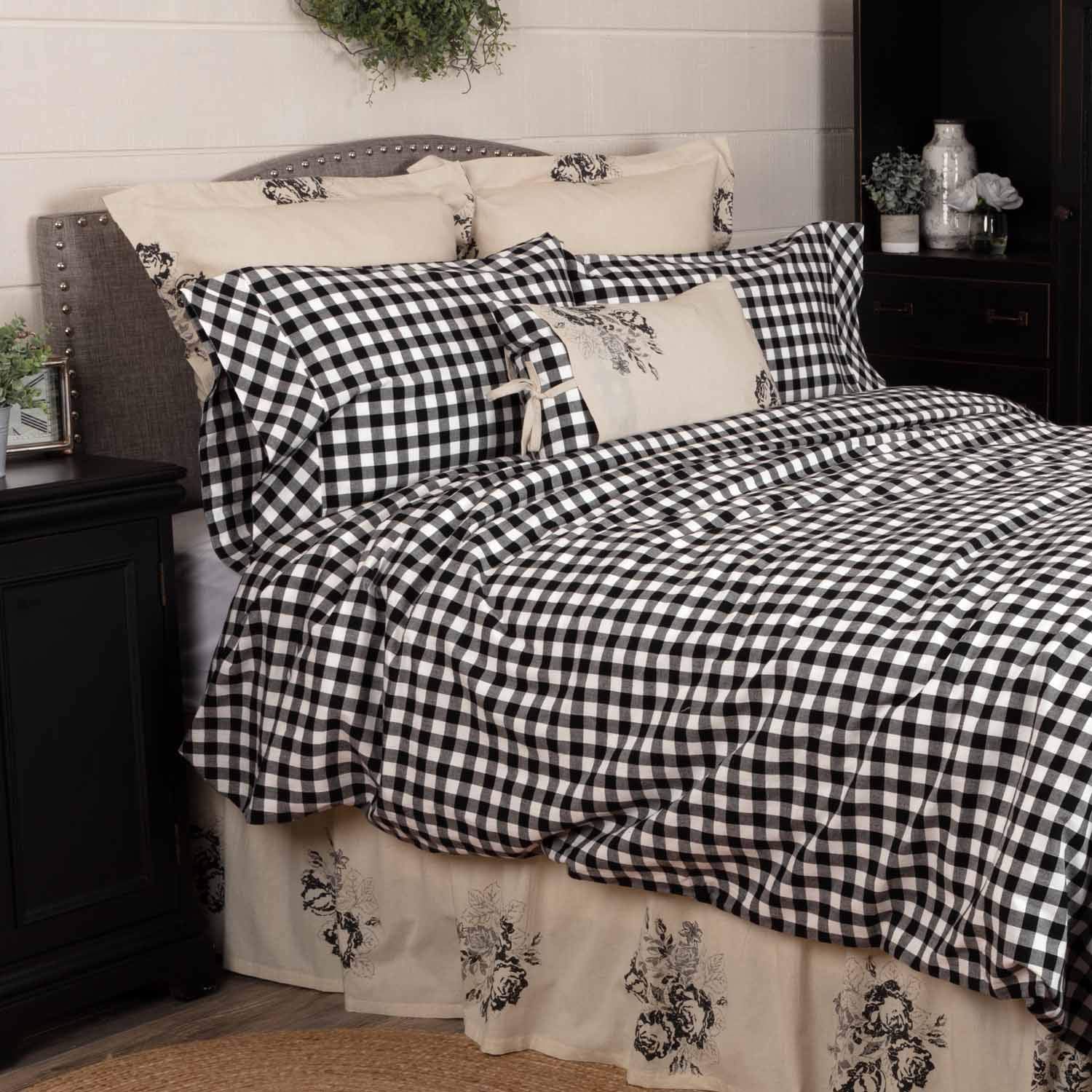 Amazon.com: Vintage Check Black King Size Duvet Cover, 92
