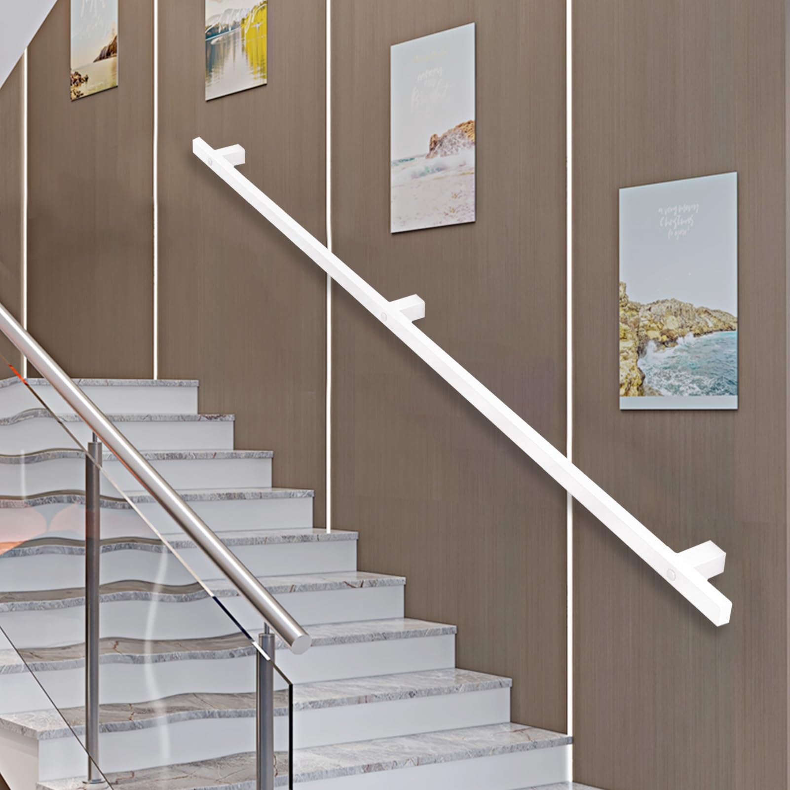 Main courante d'escalier pour personnes à mobilité réduite, kit fixation murale