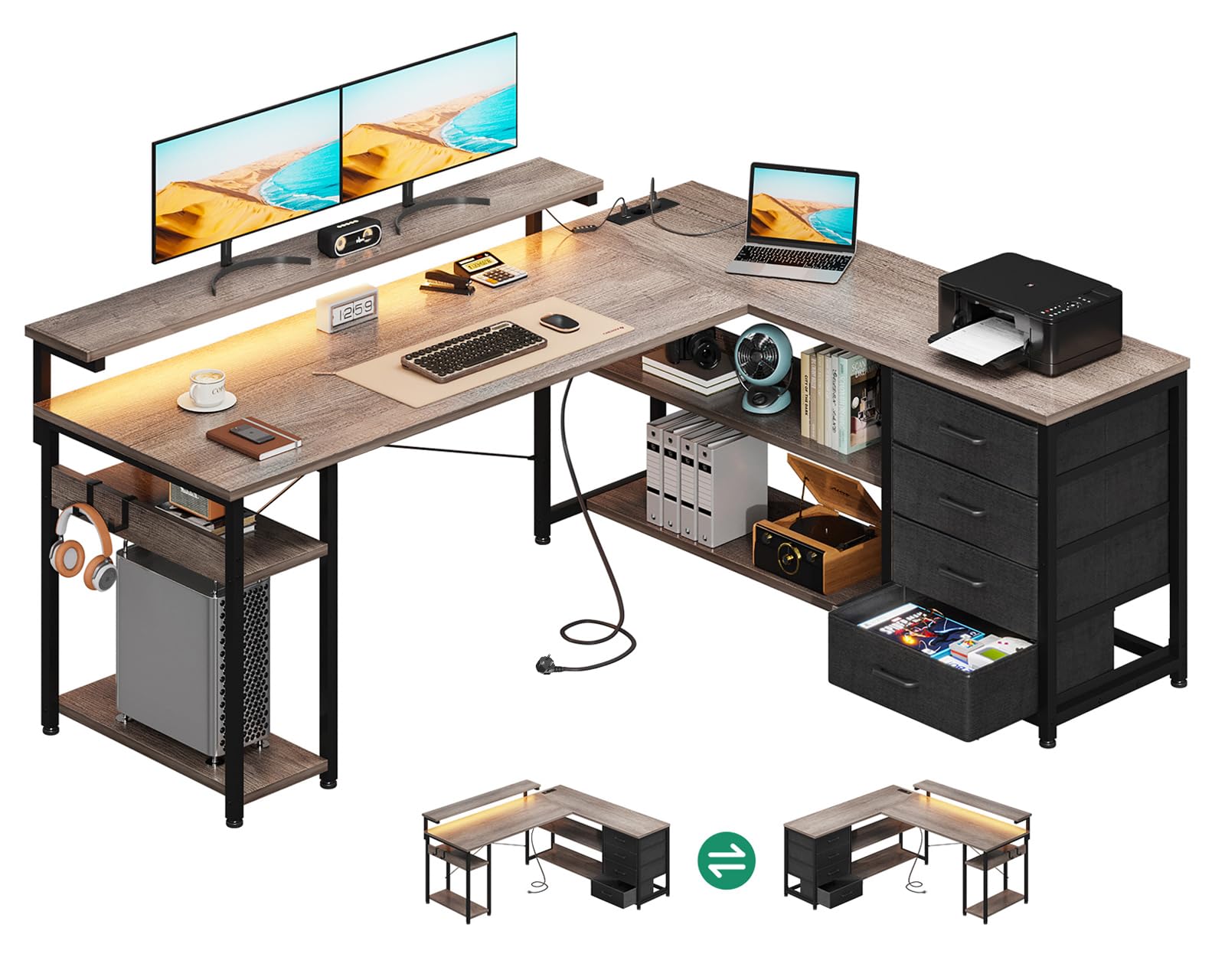 odk bureau d'angle avec tiroirs