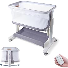 VaVaSoo All Mesh Rocking Bassinet, Electric Bassinet for Baby, Light Grey