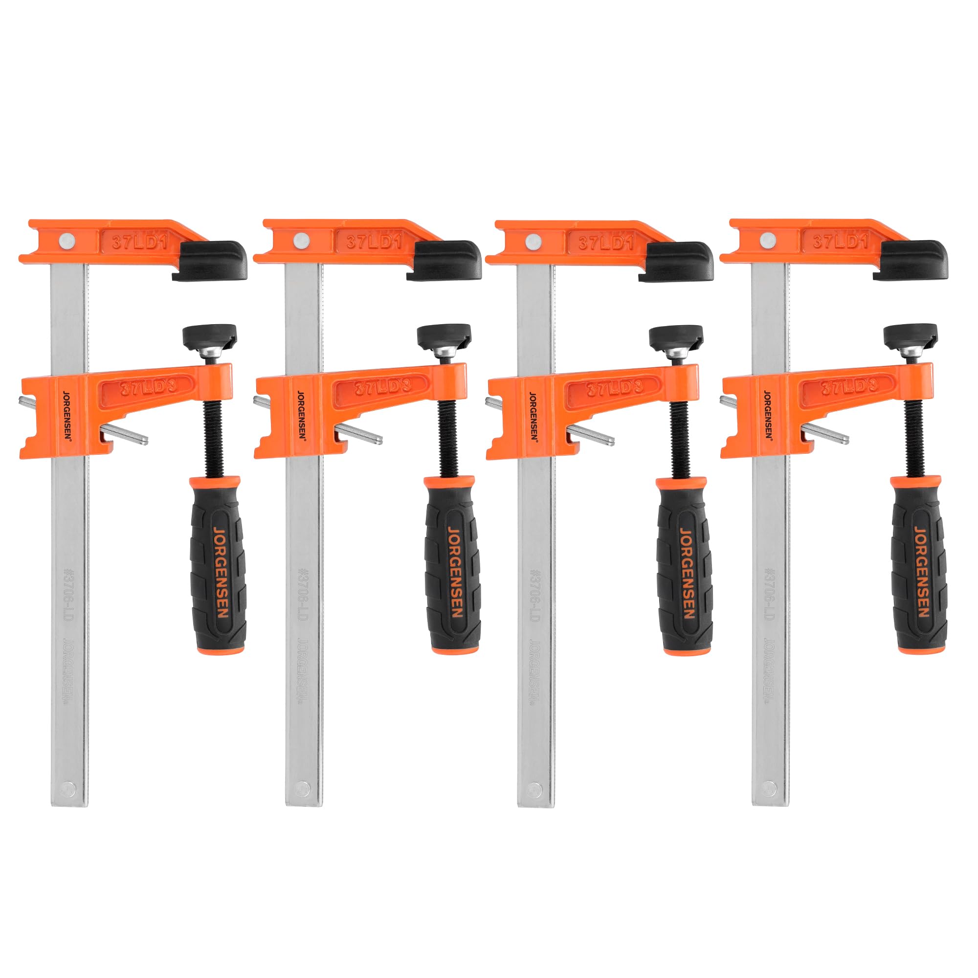 JORGENSEN 15.2 cm Bar Clamp Set, 4 Pack Steel F Clamp Light Duty, 136 kg Load Limited, for Woodworking, Metalworking, DIYJORGENSEN 15.2 cm Bar Clamp Set, 4 Pack Steel F…