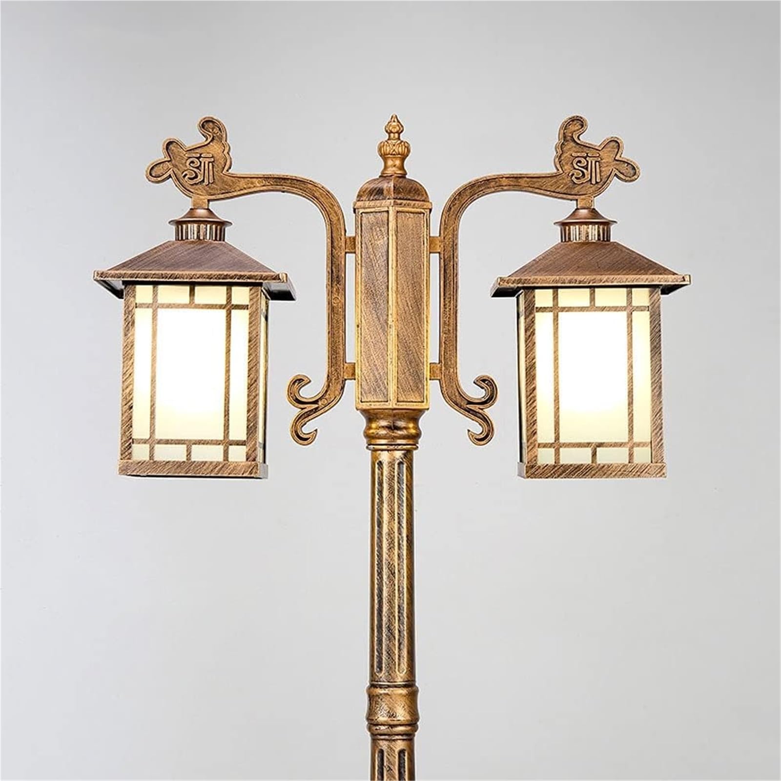 QUSYZD Solar Post Lights Outdoor Lamp Post Light, Lamp Post Lights Outdoor,3-Light Waterproof Street,Anti-Rust Aluminum Pole Lamp,Waterproof Lantern Lamp For Garden Villa,Height 295cm