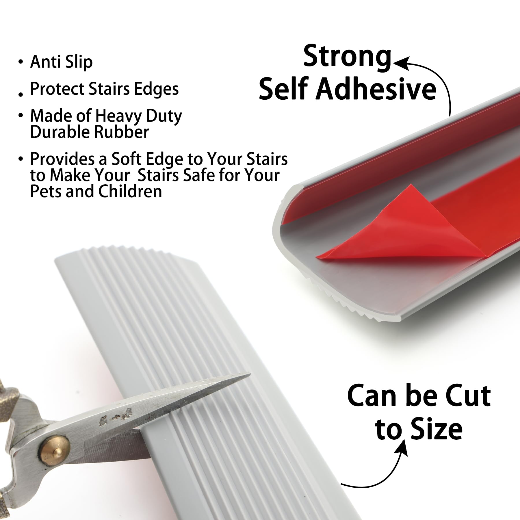 Treppenkantenprofil 10m Selbstklebend - Rutschschutz PVC Flexibel