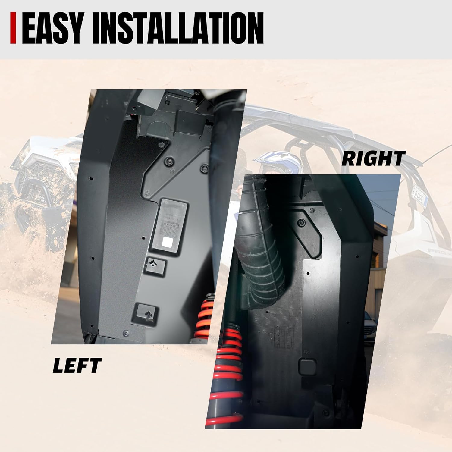 A & UTV PRO Mud Flaps and Rear Wheel Well Block Offs Kit for Polaris RZR PRO XP and XP 4 2020 to 2024 - Inner Splash Extender Fender Flares, Gap Inserts, and Mud Guard Extensions - 6 Pieces