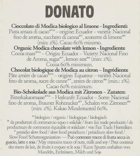 Miniatura 5 de Sabadi Donato  Chocolate Modica Tradicional Orgánico  Chocolate con Limón Interdonato  60% Cacao  1 x 1.76 oz