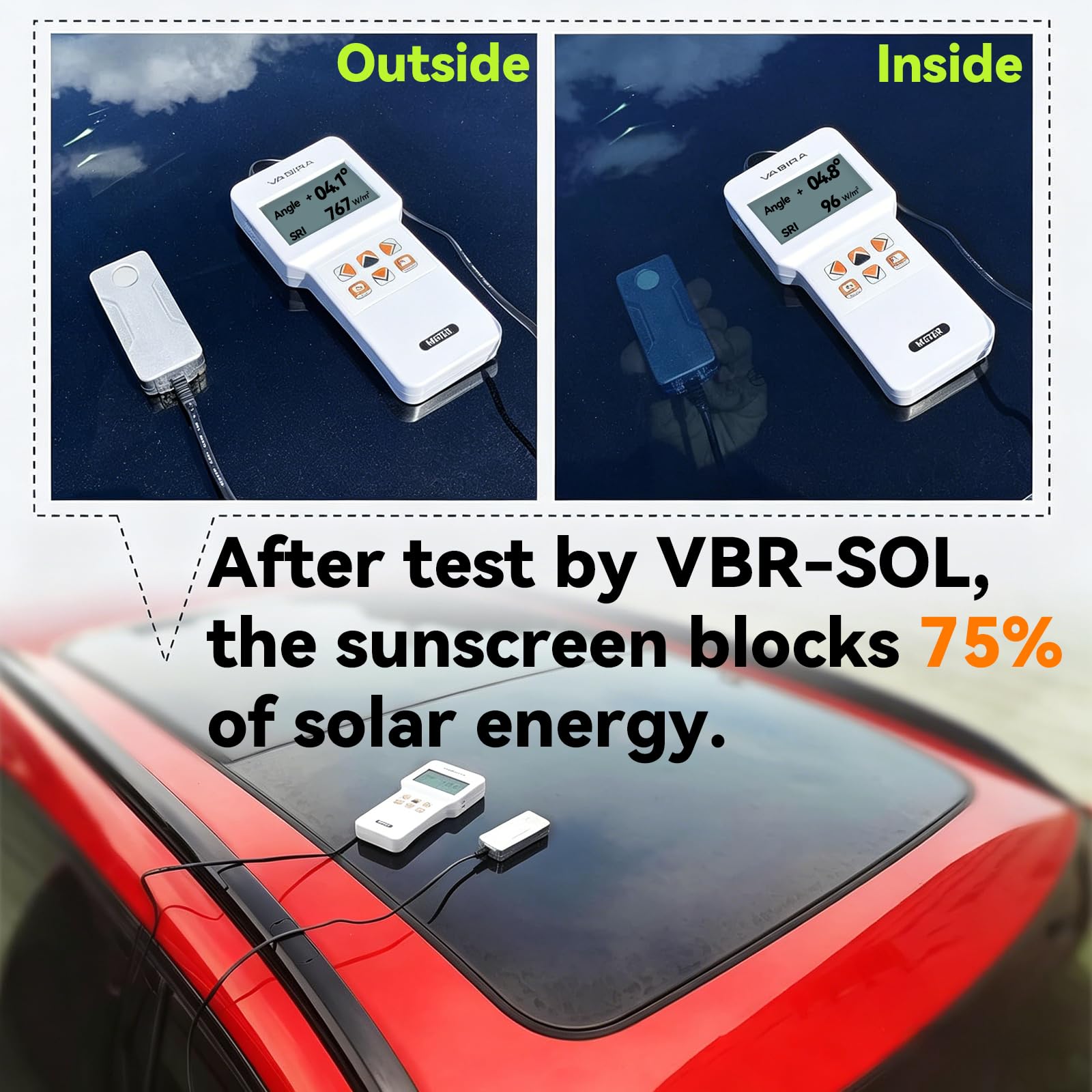 VBR-SOL Solarstrahlungsmesser Paneelwinkelmessung 3499 W/m² 28-tägige Energieaufzeichnung
