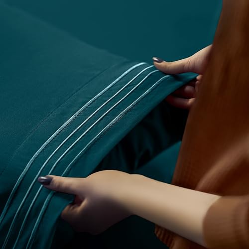 Miniatura 3 de Utopia Bedding Juego de sábanas tamaño Queen, sábanas de lujo de microfibra suave de 4 piezas con bolsillos profundos, fundas de almohada bordadas,