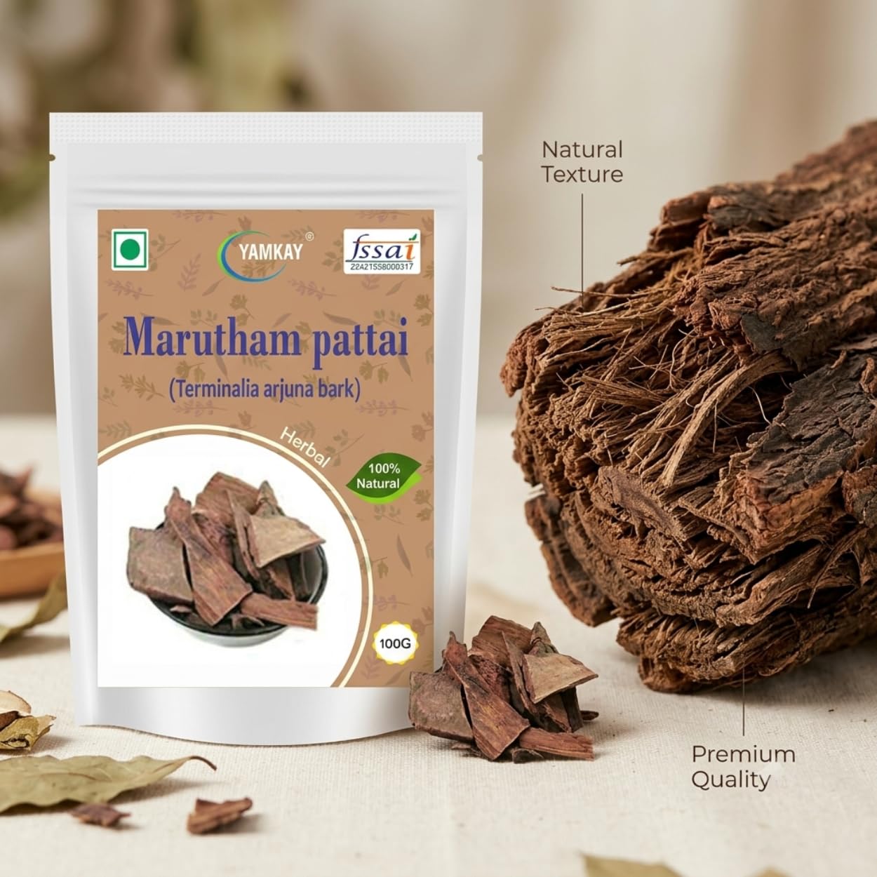 Yamkay Terminalia arjuna bark Marutham pattai Neer Maruthu Thella Maddi 100 gm — Amazon image 7