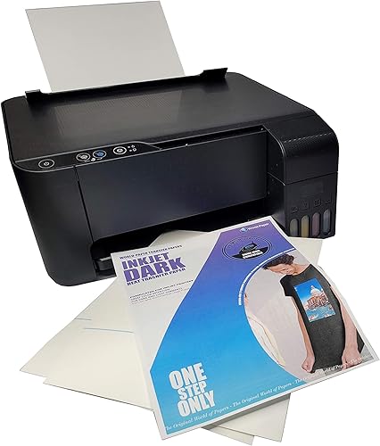 50PK PAPEL DE TRANSFERENCIA OSCURO PARA IMPRESIÓN DE INYECCIÓN DE TINTA 8.5x11